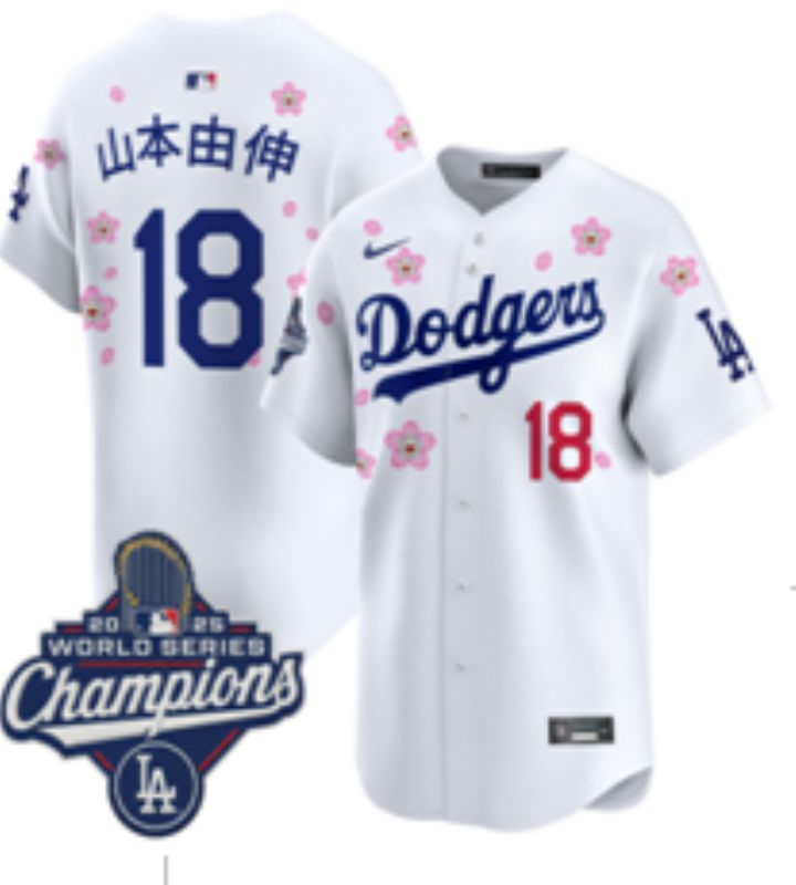 Men Nike 2026 Los Angeles Dodgers #18 Yamamoto White Sakura Edition Game MLB Jersey 071->los angeles dodgers->MLB Jersey